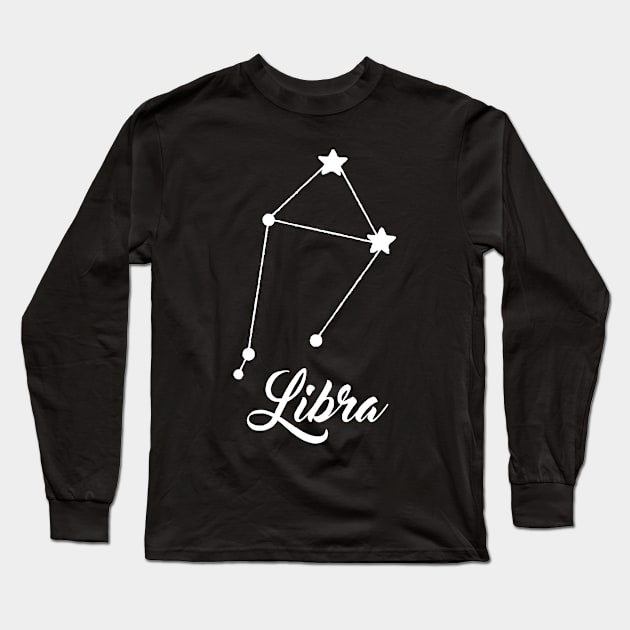 Libra - White print Long Sleeve T-Shirt by smgonline